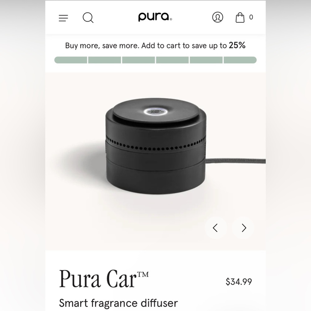 Pura Car Diffuser & Brand New Volcano scent disc